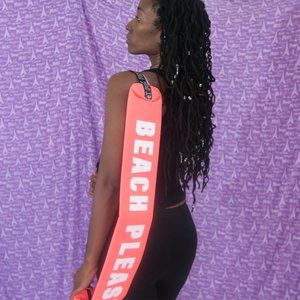 "Beach please" cooler beach bag sack in hot pink and white. Brand new